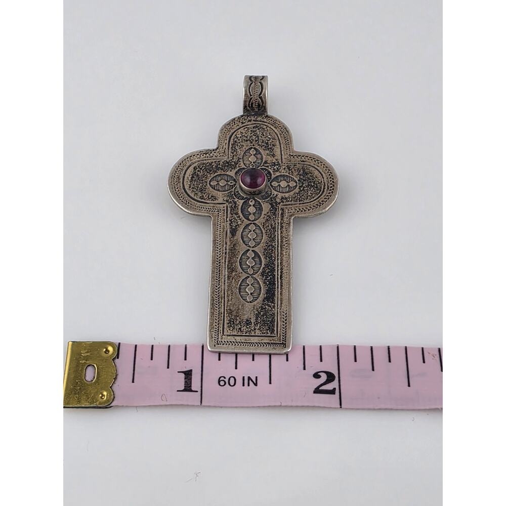 Don Lucas Native American Sterling Silver 925 Gem Stone Cross Pendent - Picture 13 of 14